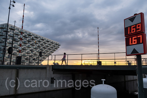 Netherlands, Amsterdam - Sluishuis residential project (lock house) on an artificial island affordable living space in IJburg, reclaimed from the sea as part of the VINEX housing programme