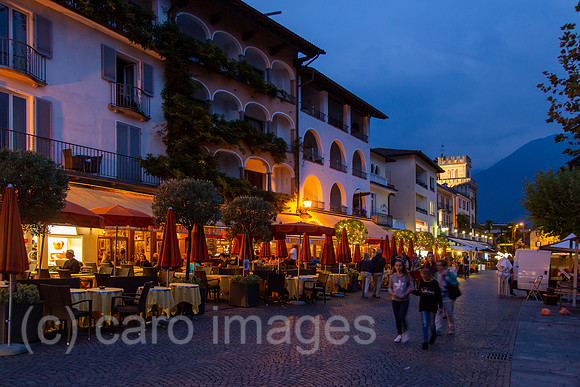 Schweiz, Ascona - Cafes und Hotels an der Uferpromenade am Lago Maggiore