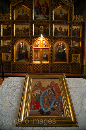 Kroatien, Zagreb - serbisch-orthodoxer Gottesdienst, Heiligenbild