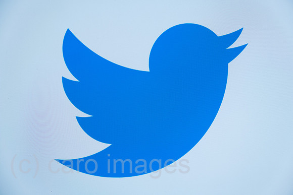Deutschland, Bremen - Der blaue Vogel, das twitter-Logo auf einem Bildschirm