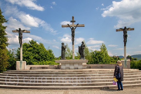 Kroatien, Marija Bistrica - Der bekannte katholische Marienwallfahrtsort Marija Bistrica, Darstellung des Golgatha, Plateau auf dem Jesus starb