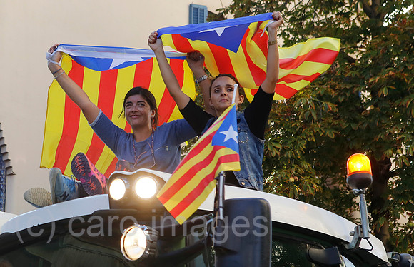 Girona, Katalonien, Spanien - Demonstration fuer die Unabhaengigkeit
