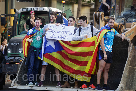 Girona, Katalonien, Spanien - Demonstration fuer die Unabhaengigkeit