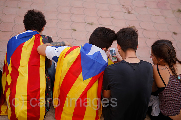 Girona, Katalonien, Spanien - Demonstration fuer die Unabhaengigkeit