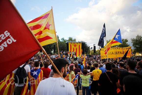 Girona, Katalonien, Spanien - Demonstration fuer die Unabhaengigkeit