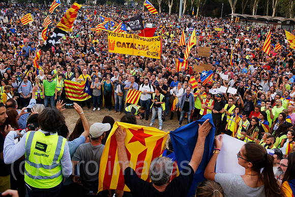Girona, Katalonien, Spanien - Demonstration fuer die Unabhaengigkeit