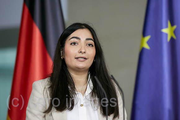 Berlin, Deutschland - Staatsministerin Reem Alabali-Radovan bei einer Pressekonferenz im Kanzleramt,