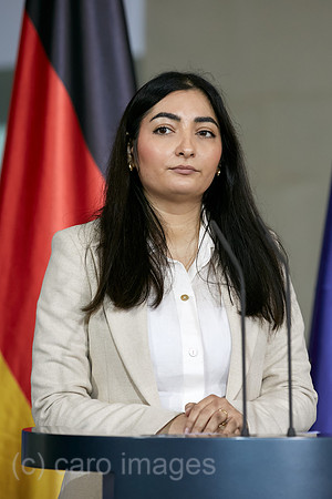 Berlin, Deutschland - Staatsministerin Reem Alabali-Radovan bei einer Pressekonferenz im Kanzleramt,