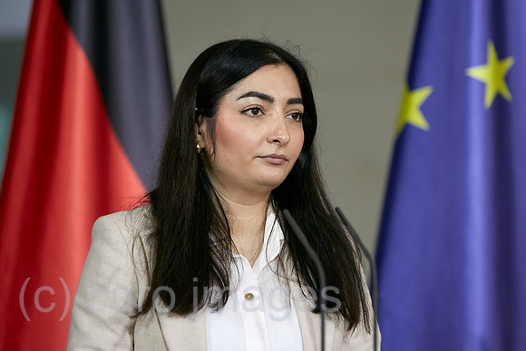 Berlin, Deutschland - Staatsministerin Reem Alabali-Radovan bei einer Pressekonferenz im Kanzleramt,