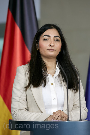Berlin, Deutschland - Staatsministerin Reem Alabali-Radovan bei einer Pressekonferenz im Kanzleramt,