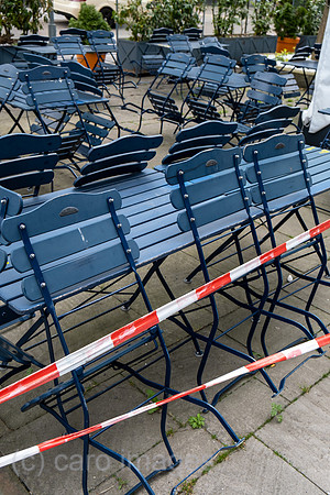 Deutschland, Hannover - Wegen Corona stillgelegtes Cafe