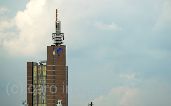 Deutschland, Hannover - Deutsche Messe AG, Blick auf zentrales Hochhaus auf dem Messegelaende