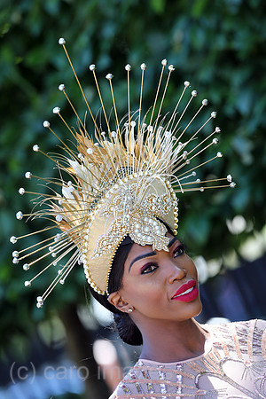 Royal Ascot, Fashion on Ladies Day, woman with hat at the racecourse