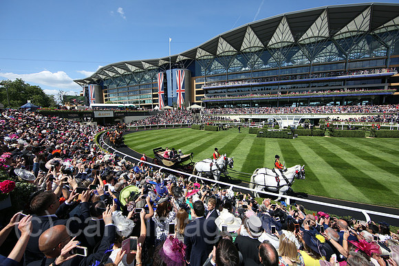 Royal Ascot, Royal Procession. Queen Elizabeth the Second arriving at the parade ring