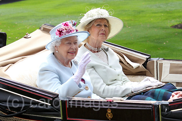 Royal Ascot, Portrait of HRH Queen Elizabeth the Second (left) and Princess Alexandra