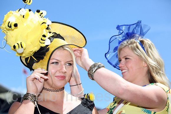 Royal Ascot, Fashion on Ladies Day, women with hats at the racecourse