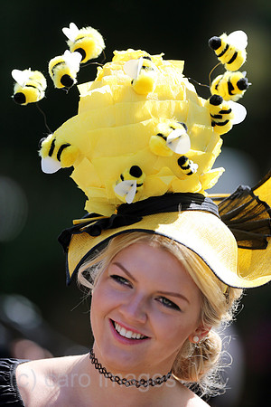 Royal Ascot, Fashion on Ladies Day, woman with hat at the racecourse