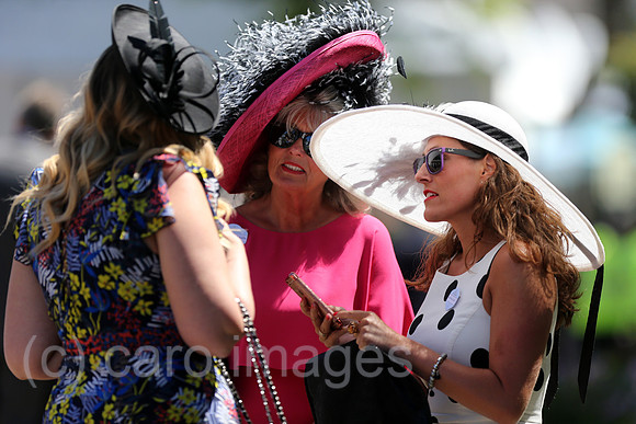 Royal Ascot, Fashion on Ladies Day, women with hats at the racecourse