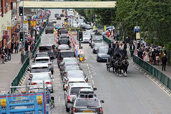 Royal Ascot, People on their way to the racecourse on Ascot High Street