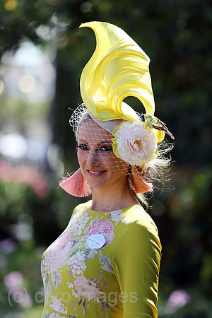 Royal Ascot, Fashion on Ladies Day, woman with hat at the racecourse