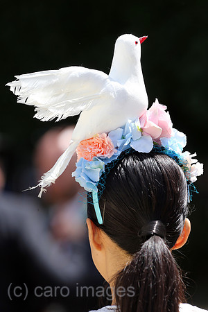 Royal Ascot, Fashion on Ladies Day, woman with hat at the racecourse