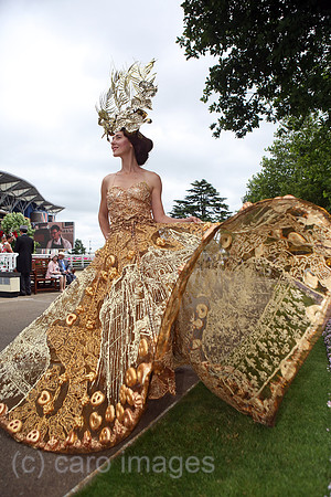 Royal Ascot, Fashion, woman with unusual dress at the racecourse