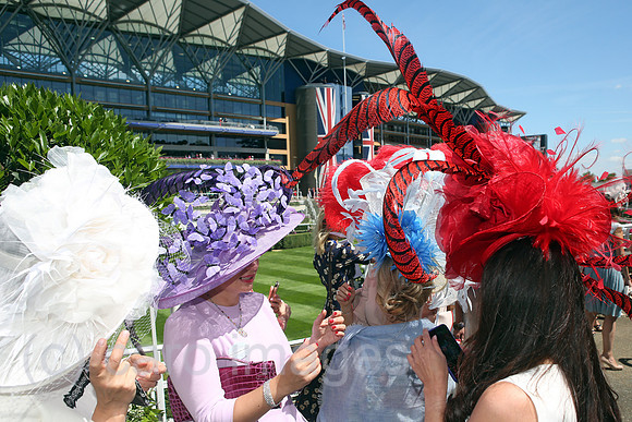 Royal Ascot, Fashion on Ladies Day, women with hats at the racecourse
