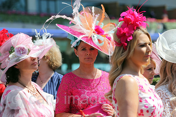 Royal Ascot, Fashion on Ladies Day, women with hats at the racecourse