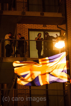 Grossbritannien, Belfast - Union Jack am Orangemen’s Day, protestantischer, jaehrlicher Feiertag zum Gedenken an die Schlacht am Boyne