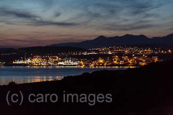 Kroatien, Rijeka - Oel-Raffinerie des Mineraloel- und Gas-Konzern INA-Industrija nafte d.d., Blick von Halbinsel Krk