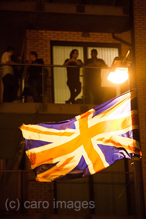 Grossbritannien, Belfast - Union Jack am Orangemen’s Day, protestantischer, jaehrlicher Feiertag zum Gedenken an die Schlacht am Boyne