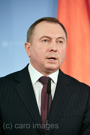 Berlin, Deutschland - Wladimir Makej, Aussenminister von Weissrussland bei einer Pressekonferenz.