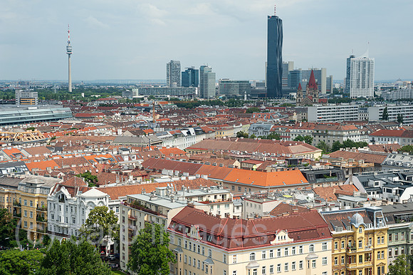 Wien, Oesterreich, Blick ueber die Stadt in Richtung Donaucity