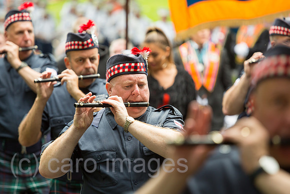 Grossbritannien, Belfast - Parade am Orangemens Day, protestantischer, politisch aufgeladener jaehrlicher Feiertag zum Gedenken an die Schlacht am Boyne