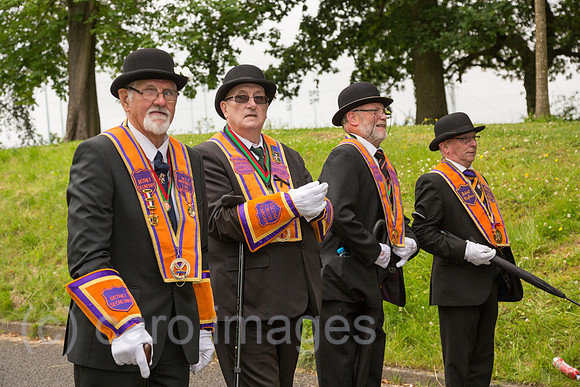 Grossbritannien, Belfast - Parade am Orangemens Day, protestantischer, politisch aufgeladener jaehrlicher Feiertag zum Gedenken an die Schlacht am Boyne