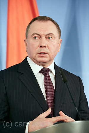 Berlin, Deutschland - Wladimir Makej, Aussenminister von Weissrussland bei einer Pressekonferenz.