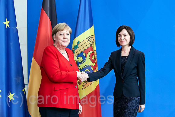 Berlin, Deutschland - Bundeskanzlerin Angela Merkel und Maia Sandu, Ministerpraesidentin der Republik Moldau.