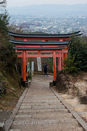 Kyoto, Japan, Holzportale entlang des Torii-Weges zum Fushimi Inari-Taisha