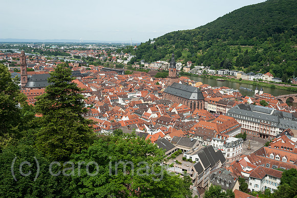 Heidelberg, Deutschland, Blick auf die Altstadt und das Neckartal