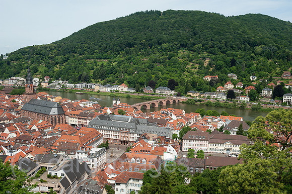 Heidelberg, Deutschland, Blick auf die Altstadt und das Neckartal