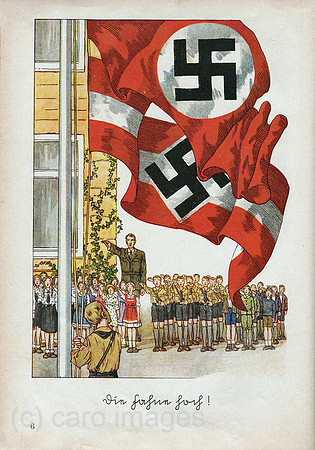 Deutsches Reich,1936, Nazi-Propaganda in Schulbuch fuer Erstklaessler, WICHTIGER HINWEIS in caption
