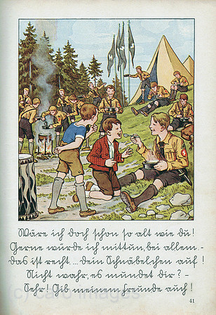 Deutsches Reich,1936, Nazi-Propaganda in Schulbuch fuer Erstklaessler, WICHTIGER HINWEIS in caption