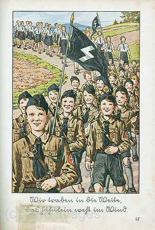 Deutsches Reich,1936, Nazi-Propaganda in Schulbuch fuer Erstklaessler, WICHTIGER HINWEIS in caption