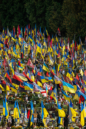 Ukraine, Lviv - Field of Mars, Cemetery of Honour for Lviv soldiers killed in the war in Ukraine