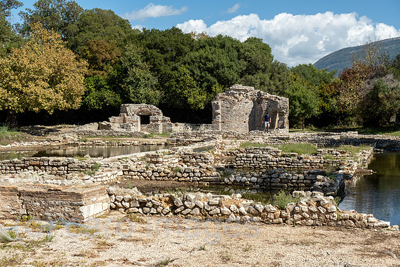 Albanien, Butrint - Titrikon-Palast, Privatresidez in Ruinenstadt Butrint aus der Roemerzeit, gegruendet 4. Jahrhundert, UNESCO-Welterbe, auf Halbinsel im Butrint Nationalpark