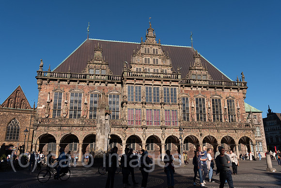 Deutschland, Bremen - Das Bremer Rathaus (Backsteingotik) am Marktplatz, Wahrzeichen der Hansestadt und UNESCO-Welterbe