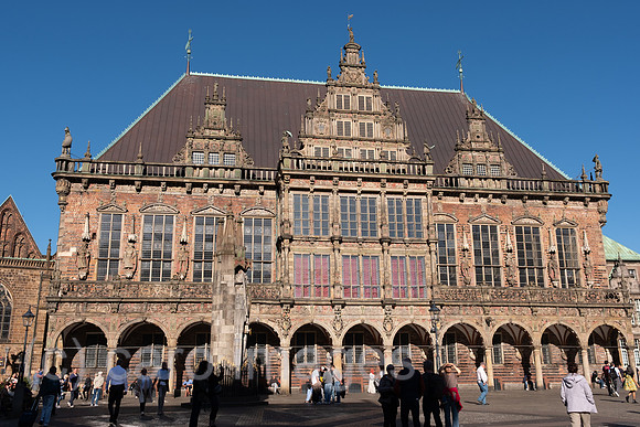 Deutschland, Bremen - Das Bremer Rathaus (Backsteingotik) am Marktplatz, Wahrzeichen der Hansestadt und UNESCO-Welterbe