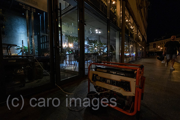 Ukraine, Lviv - restaurant using generator power due to power cuts caused by Russia's attacks on energy infrastructure