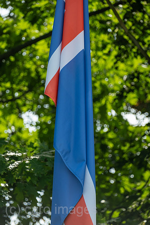 Polen, Lichen Stary - schlaffe britische Nationalflagge am katholischen Wallfahrtsort Lichen
