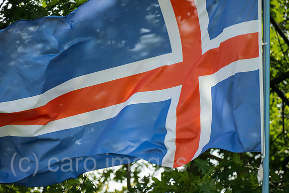Polen, Lichen Stary - britische Nationalflagge am katholischen Wallfahrtsort Lichen